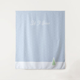 雪に小さな冬の木の氷の青い水玉模様 タペストリー