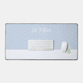 雪に小さな冬の木の氷の青い水玉模様 デスクマット (キーボード&マウス)