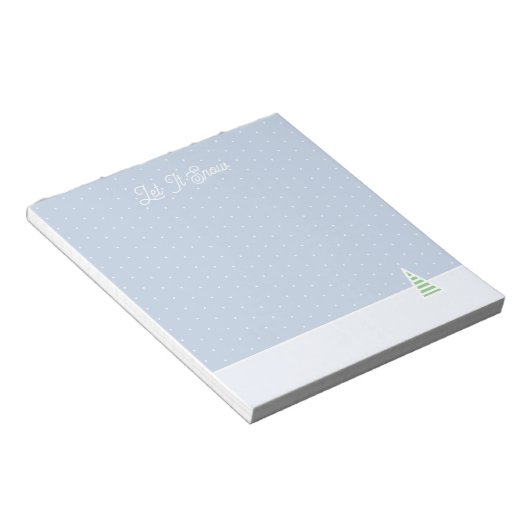 雪に小さな冬の木の氷の青い水玉模様 ノートパッド (アングル)