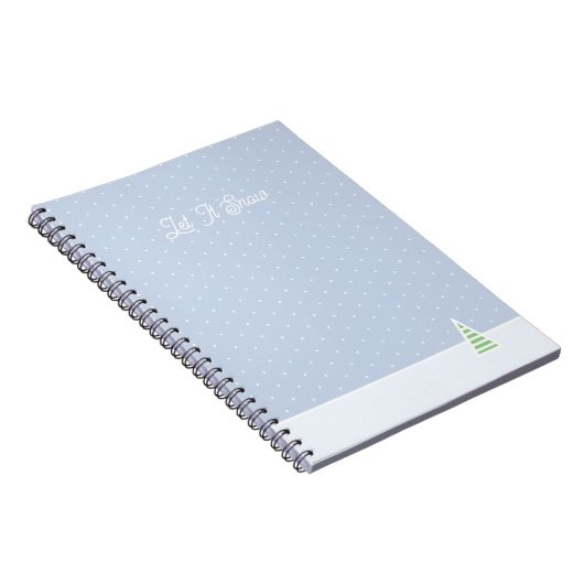 雪に小さな冬の木の氷の青い水玉模様 ノートブック (右側)