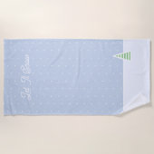 雪に小さな冬の木の氷の青い水玉模様 ビーチタオル (正面)