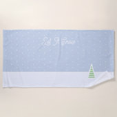 雪に小さな冬の木の氷の青い水玉模様 ビーチタオル (正面)