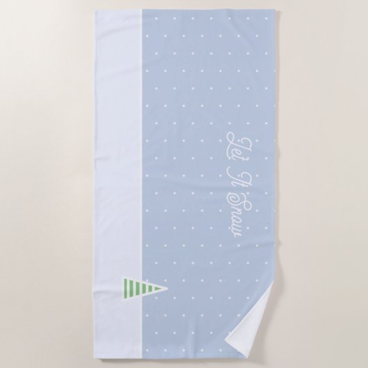 雪に小さな冬の木の氷の青い水玉模様 ビーチタオル (正面)