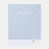 雪に小さな冬の木の氷の青い水玉模様 フリースブランケット (正面)