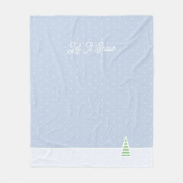 雪に小さな冬の木の氷の青い水玉模様 フリースブランケット