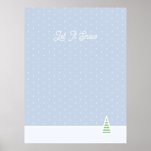 雪に小さな冬の木の氷の青い水玉模様 ポスター (正面)