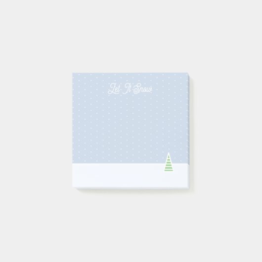 雪に小さな冬の木の氷の青い水玉模様 ポストイット (正面)