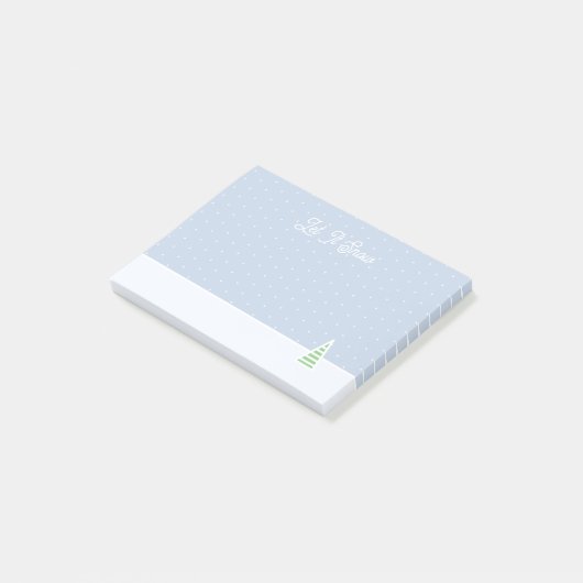 雪に小さな冬の木の氷の青い水玉模様 ポストイット (アングル)