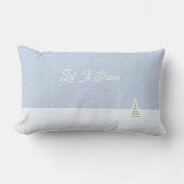 雪に小さな冬の木の氷の青い水玉模様 ランバークッション (正面)