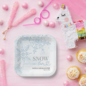雪に恋する冬の雪の花のブライズシャワー ペーパープレート (パーティー)