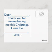 雪に感謝（パーソナライズ） ポストカード (裏面)