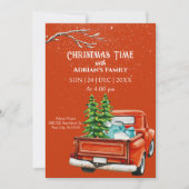 雪に木が積もったクリスマストラック 招待状 (正面)