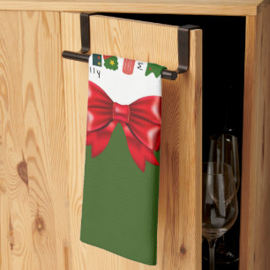 雪に染まるクリスマスレインボー キッチンタオル