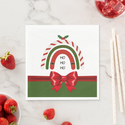 雪に染まるクリスマスレインボー スタンダードランチョンナプキン (インサイチュ)