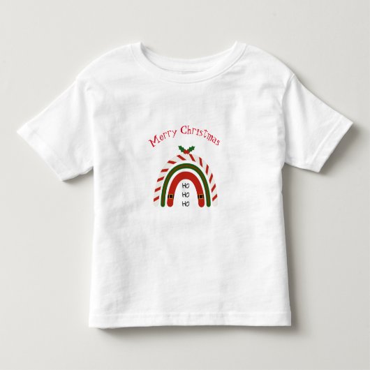 雪に染まるクリスマスレインボー トドラーTシャツ (正面)