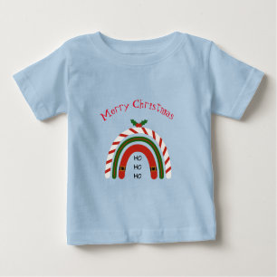 雪に染まるクリスマスレインボー ベビーTシャツ