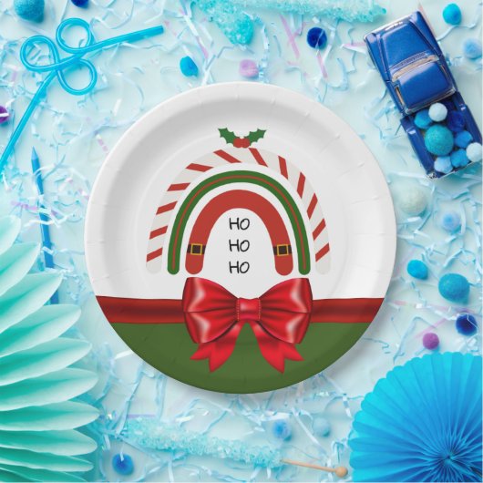 雪に染まるクリスマスレインボー ペーパープレート (パーティー)