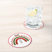 雪に染まるクリスマスレインボー ラウンドペーパーコースター (インサイチュ)