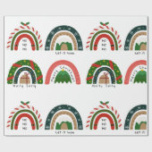 雪に染まるクリスマスレインボー ラッピングペーパー (フラット)