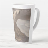 雪に横たわるホッキョクグマヴィンテージイラストレーション カフェラテマグ (右アングル)