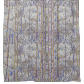 雪に樺の木林を持つ冬の風景 シャワーカーテン (正面)