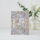 雪に樺の木林を持つ冬の風景 ポストカード (スタンド正面)