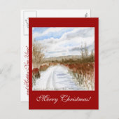 雪に満ちたフィールド冬の風景 シーズンポストカード (正面/裏面)