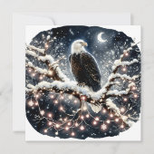 雪に満ちた枝のクリスマスの上にワシ シーズンカード (正面)