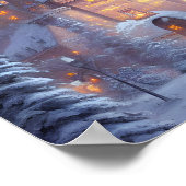 雪に照らされる美しい城 ポスター (角)