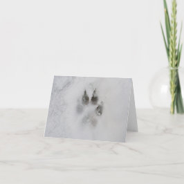 雪に犬の前足のプリント シーズンカード