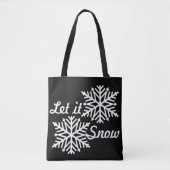 雪に白い雪の結晶を黒くエレガントする トートバッグ (正面)