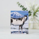 雪に立っているペンキの馬 ポストカード (スタンド正面)