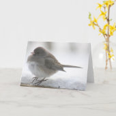 雪に立っている雪の鳥 カード (黄色い花)