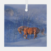 雪に美しいクリスマスホースオーナメント ガラスオーナメント (裏面)