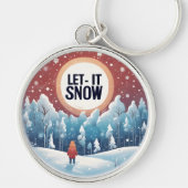 雪に美しいヴィンテージ キーホルダー (正面)