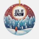 雪に美しいヴィンテージ セラミックオーナメント (正面)
