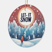 雪に美しいヴィンテージ セラミックオーナメント (左)