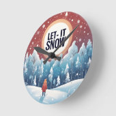 雪に美しいヴィンテージ ラウンド壁時計 (傾斜)