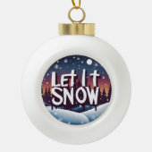 雪に美しい冬のワンダーランド セラミックボールオーナメント (正面)