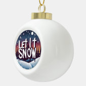 雪に美しい冬のワンダーランド セラミックボールオーナメント (右)