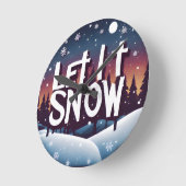 雪に美しい冬のワンダーランド ラウンド壁時計 (傾斜)