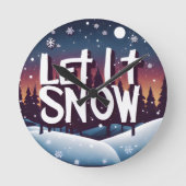 雪に美しい冬のワンダーランド ラウンド壁時計 (正面)