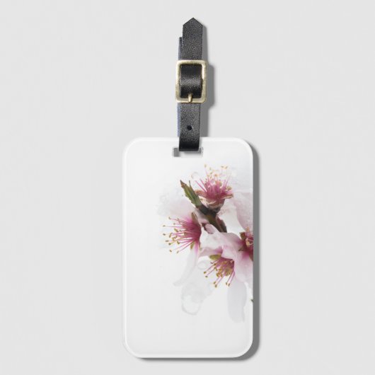 雪に覆われたアーモンドの木の花 ラゲッジタグ (正面縦)