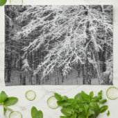 雪に覆われたカエデの木の線画 キッチンタオル (折り畳み)