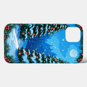 雪に覆われたクリスマスの森のツリー Case-Mate iPhoneケース (裏面 (横))