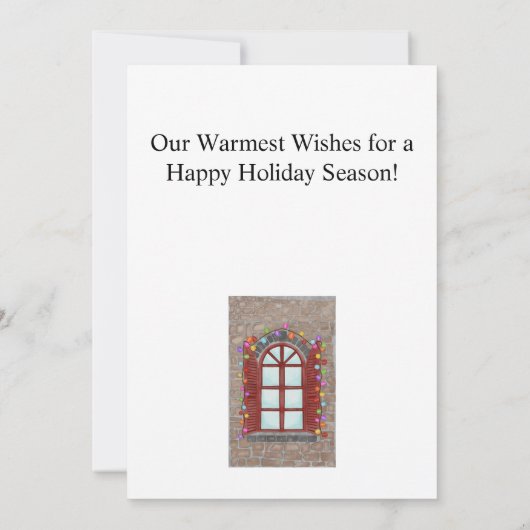 雪に覆われたクリスマスウィンドウのフォトカード 招待状 (裏面)