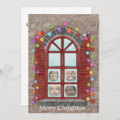 雪に覆われたクリスマスウィンドウのフォトカード 招待状 (正面/裏面)