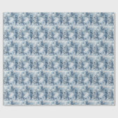 雪に覆われたクリスマスツリーのシーン ラッピングペーパー (フラット)