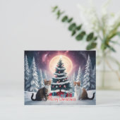 雪に覆われたクリスマスツリー ポストカード (スタンド正面)