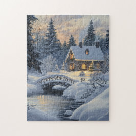 雪に覆われたコテージバイザクリーク ジグソーパズル